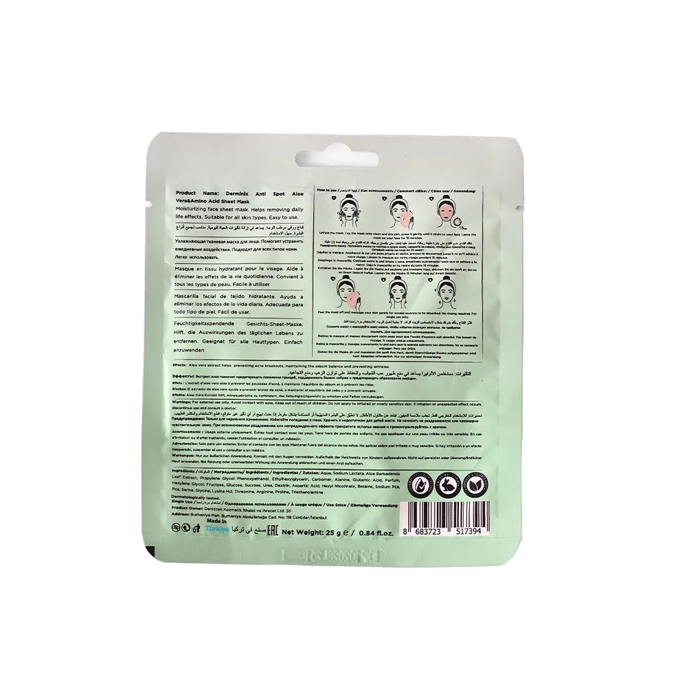Derminix Anti Spot Aleo Vera & Amino Acid Sheet Mask